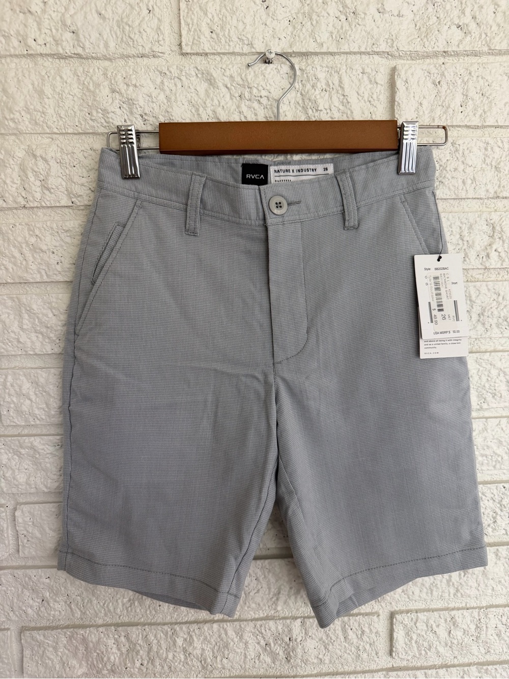 RVCA Boy’s Light Gray Flat Front Casual Shorts
